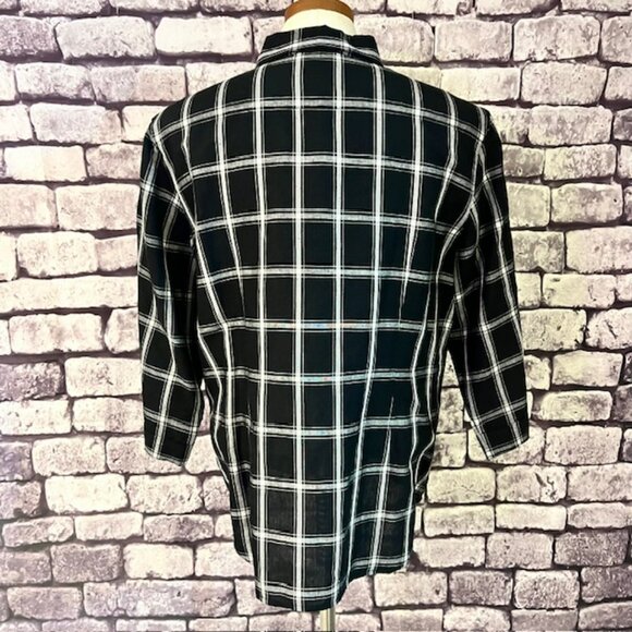 Talbots Black & White 3/4 Sleeve Blouse Size L - Picture 6 of 9